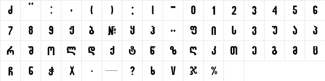 Sakatrvelo-ITV Regular  glyph index
