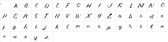 Jengmudy Regular  glyph index