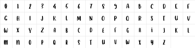 Dreamland FREE Regular  glyph index