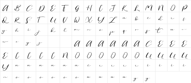 Secret Feeling Demo Regular  glyph index