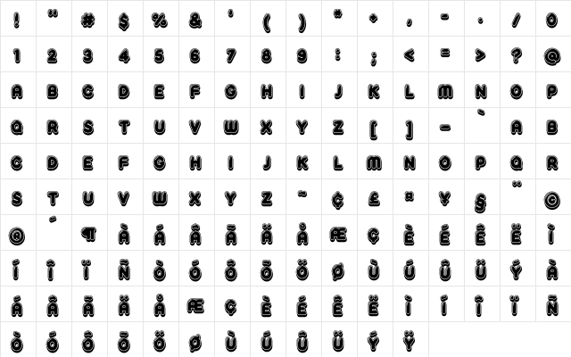 Reglisse Regular  glyph index