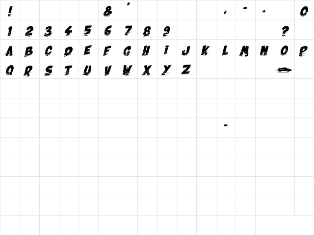 Vraoum Regular  glyph index