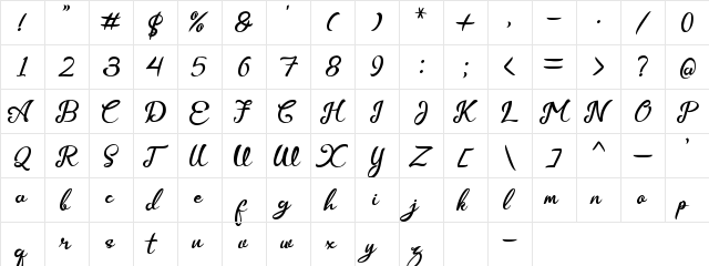 Dellon Regular  glyph index