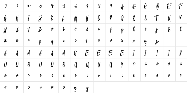 Sansa Regular  glyph index