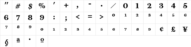 PB9TTP-BoldFrac Regular  glyph index