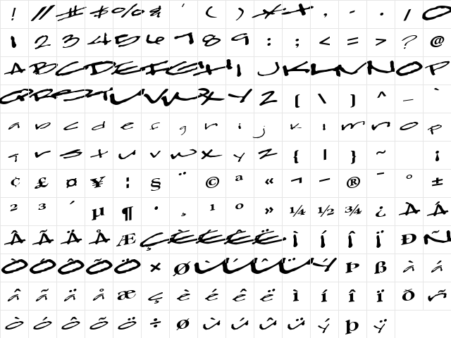 Clear Regular  glyph index