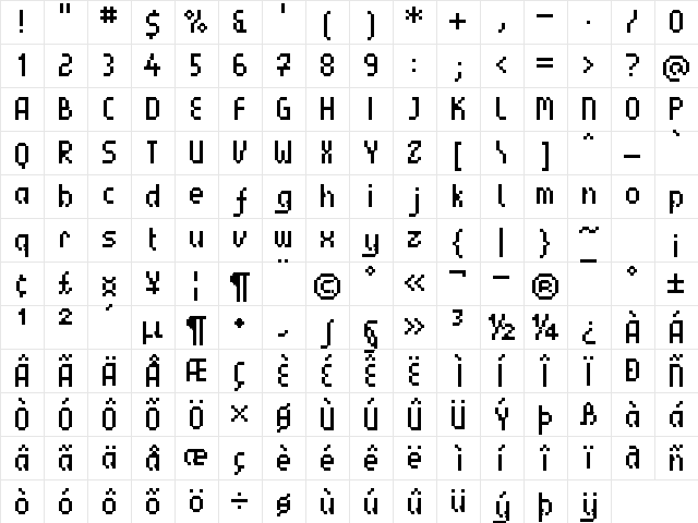 UF PT Lucy Condensed Regular  glyph index