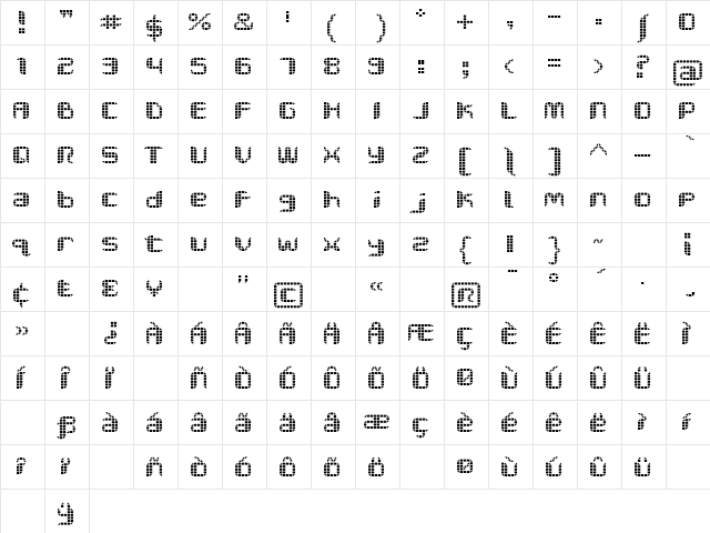 Metalhead Regular  glyph index