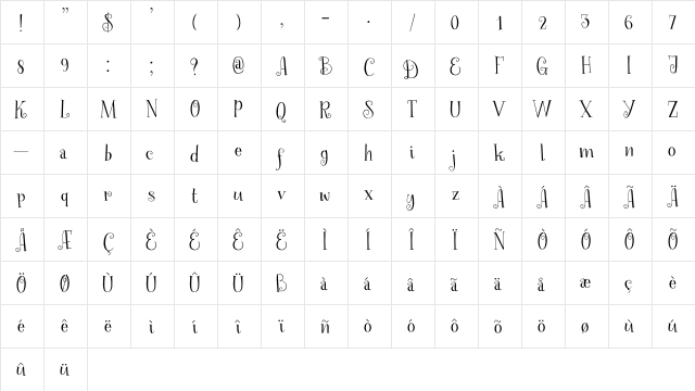 Spinnenkop DEMO Regular  glyph index