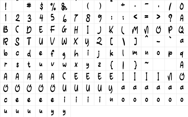 Hot Pizza Regular  glyph index