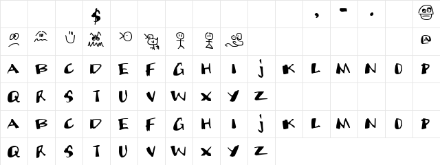 Snooze Candy Regular  glyph index
