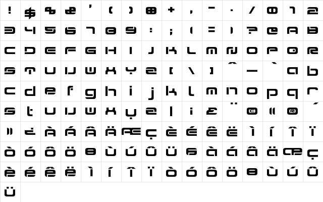 DOOMED Regular  glyph index