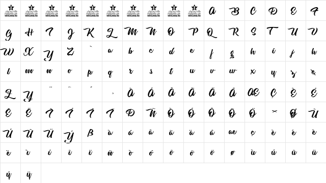 Cherry Blossom personal Use Regular  glyph index