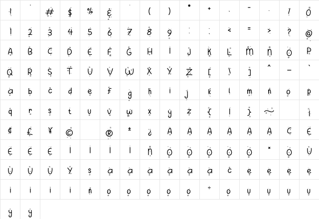 Merry Sugar Snow Regular  glyph index