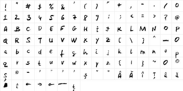 LeviCrayola Regular  glyph index