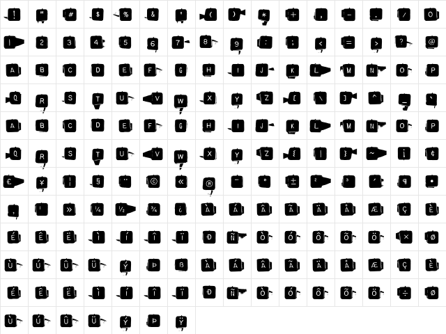 Backspacer Square  glyph index