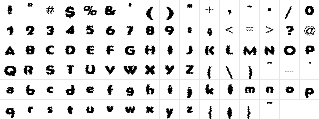Earth Quake Regular  glyph index