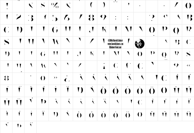 Stella Dallas Fill Regular  glyph index