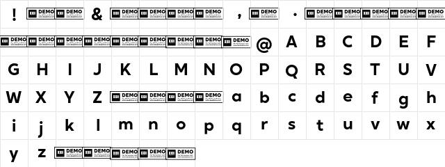 XXII Geom DEMO Bold  glyph index