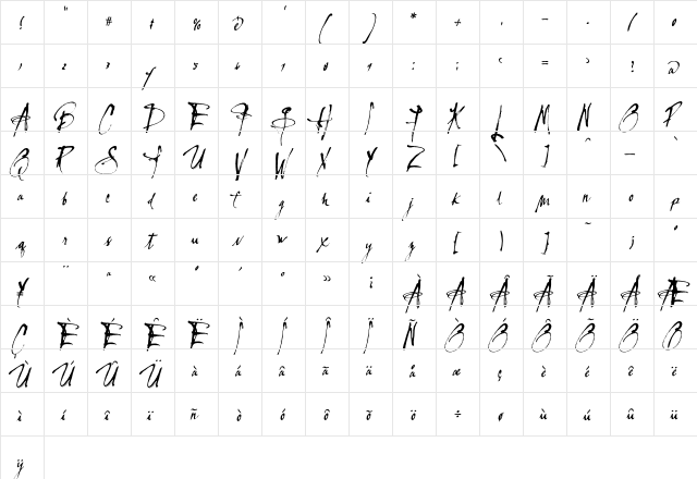 Lassigue DMato  glyph index