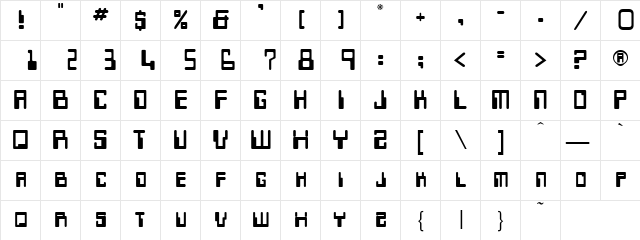 Keypunch Regular  glyph index