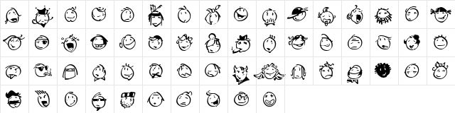 Smileface LT Regular  glyph index