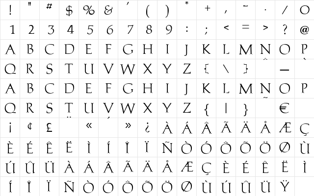 Monalisa Regular  glyph index