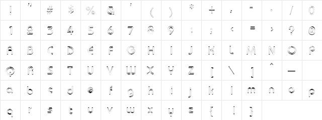 Astra hollow Line Regular  glyph index