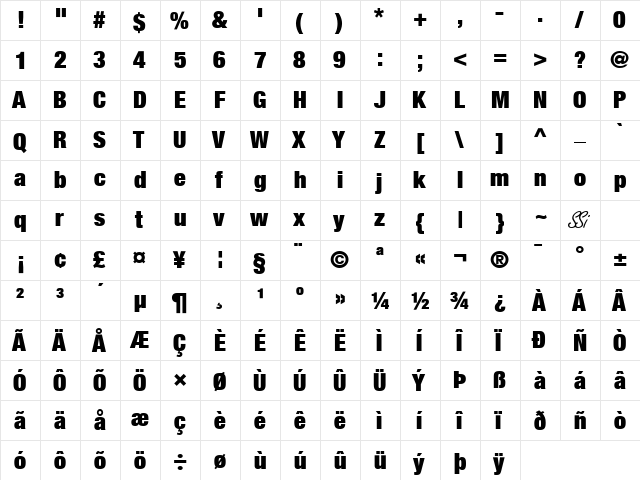 Context Reprise ExtraBlack SSi Extra Black  glyph index