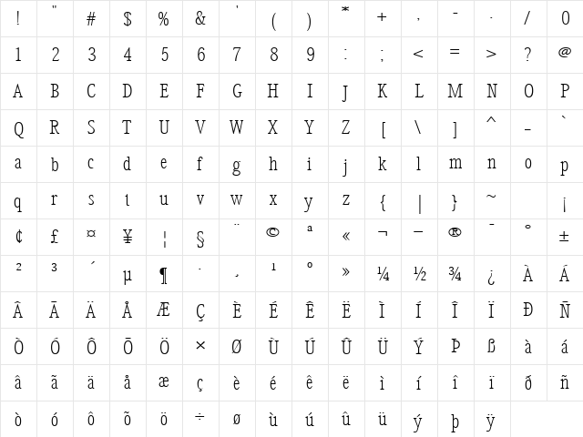 GoodName74 Regular  glyph index