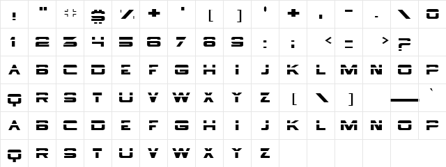 Bottle Sand Regular  glyph index