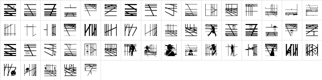 DadaGridB Regular  glyph index