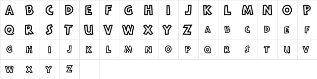 RADITAS CARTOON Regular  glyph index