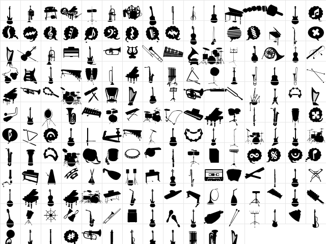 WC Musica Bta Regular  glyph index