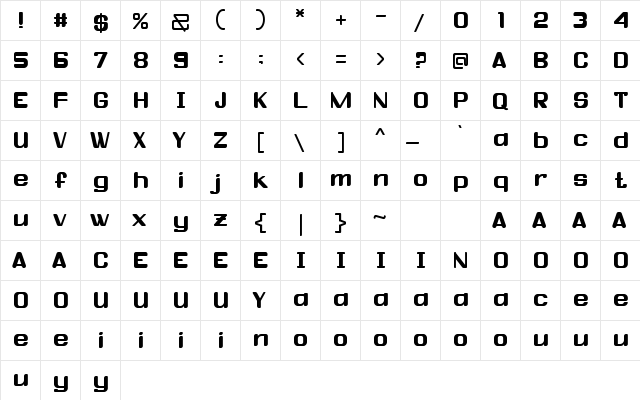 Vivi Kharisma Regular  glyph index