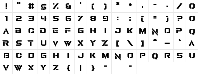 Revamped Regular  glyph index