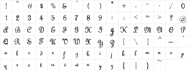 PC Stroke Regular  glyph index