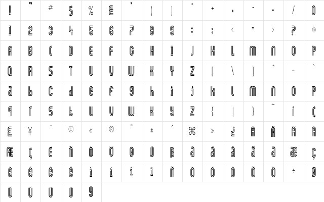 GALLEDIS Cn Regular  glyph index