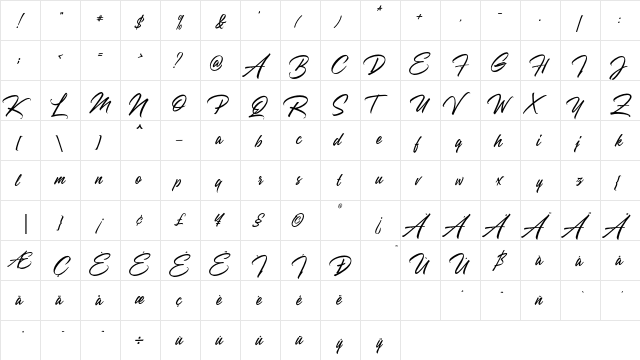 Qyara Demo Regular  glyph index