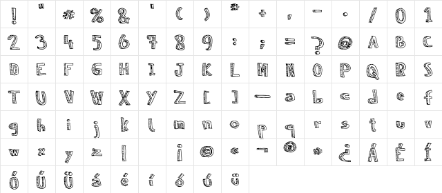 NeNe_WeNo Reliev Regular  glyph index