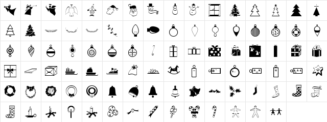 Carr Xmas Dingbats Regular  glyph index