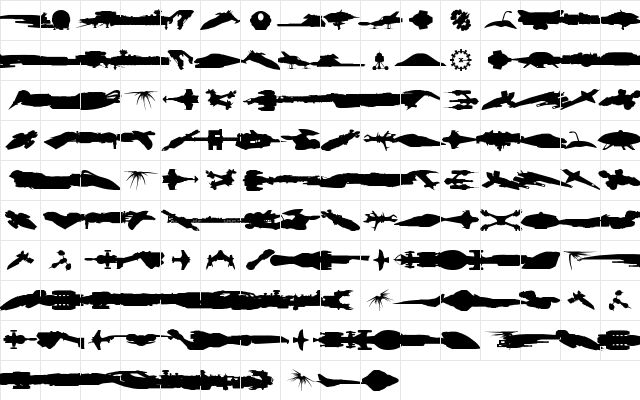 Famous Spaceships 2 Regular  glyph index