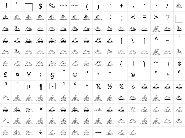 Ships Becker Normal  glyph index