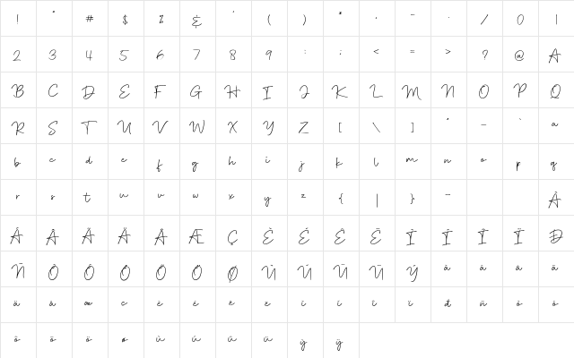 Starfight Regular  glyph index