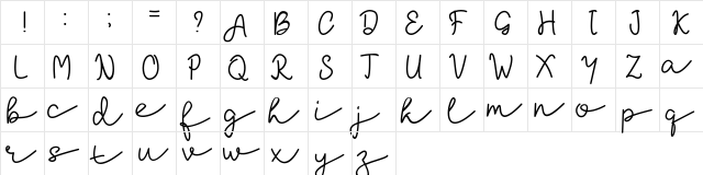laksana Regular  glyph index