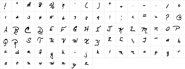 REW Regular  glyph index