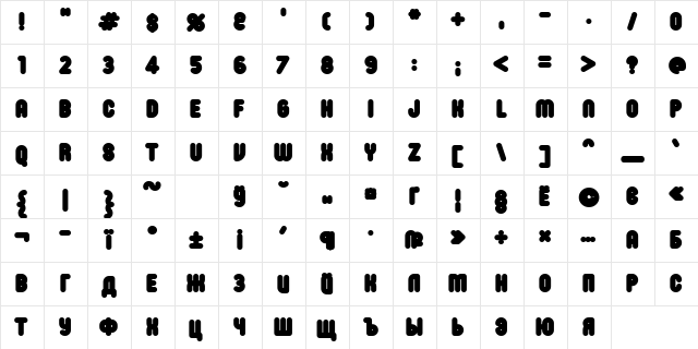 RonInset8 Extra Bold  glyph index