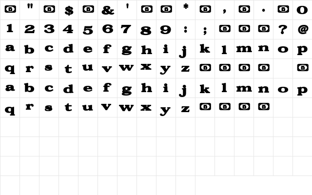 EggCream Regular  glyph index