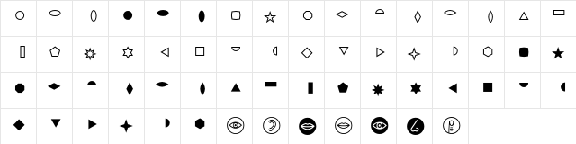 FFDingbats BasicForms  glyph index