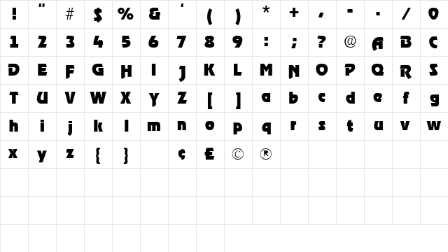 TenaceSSK Regular  glyph index